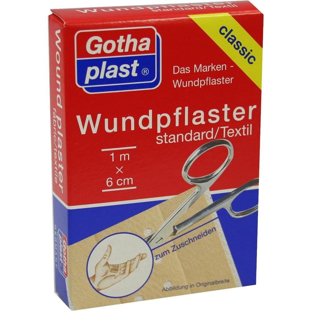 Eine rote Schachtel enth&auml;lt 1 m langes Textil-Wundpflaster zum Zuschneiden.
