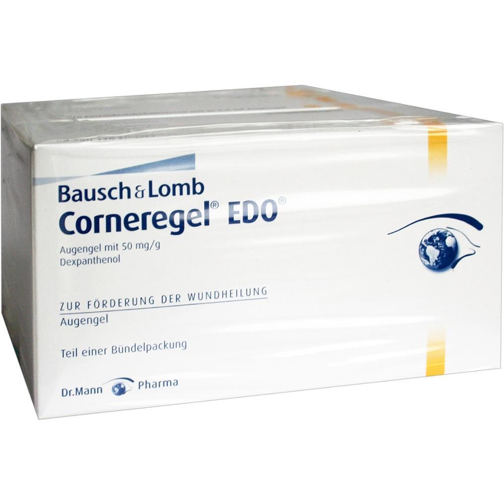 Weiße Packung eines Augengels zur Wundheilung mit dem Namen Corneregel EDO.