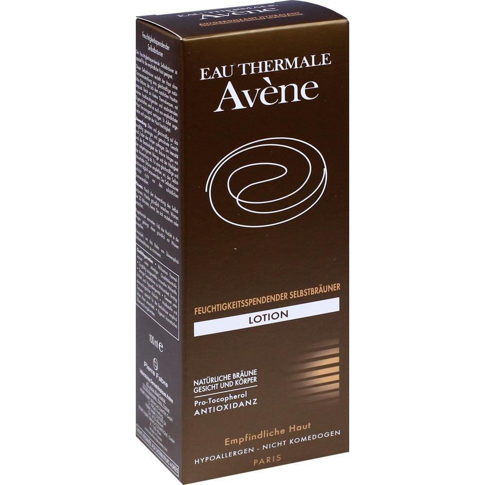 Eine braune Verpackung einer feuchtigkeitsspendenden Selbstbr&auml;uner-Lotion von Av&egrave;ne.