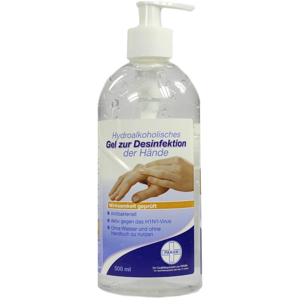Eine Flasche Desinfektionsgel mit einem Pumpspender.