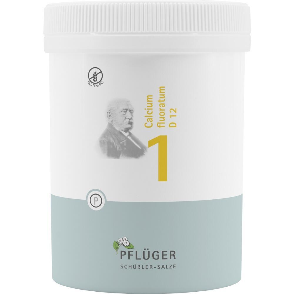 Ein wei&szlig;er Beh&auml;lter mit einem Bild eines Mannes und der Aufschrift "Calcium fluoratum D12".