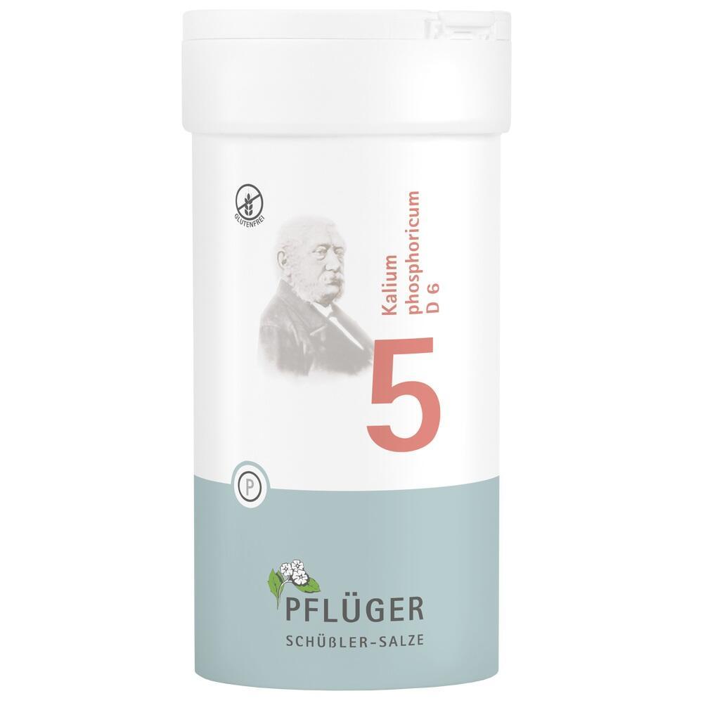 Wei&szlig;e Dose mit der Aufschrift "Kalium phosphoricum D6" und der Zahl "5".