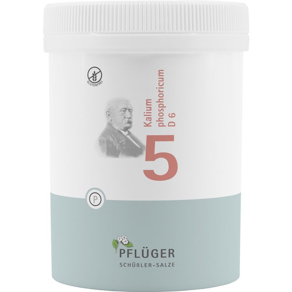 Eine Dose mit der Aufschrift "Kalium phosphoricum D6" und einer Abbildung eines &auml;lteren Mannes.