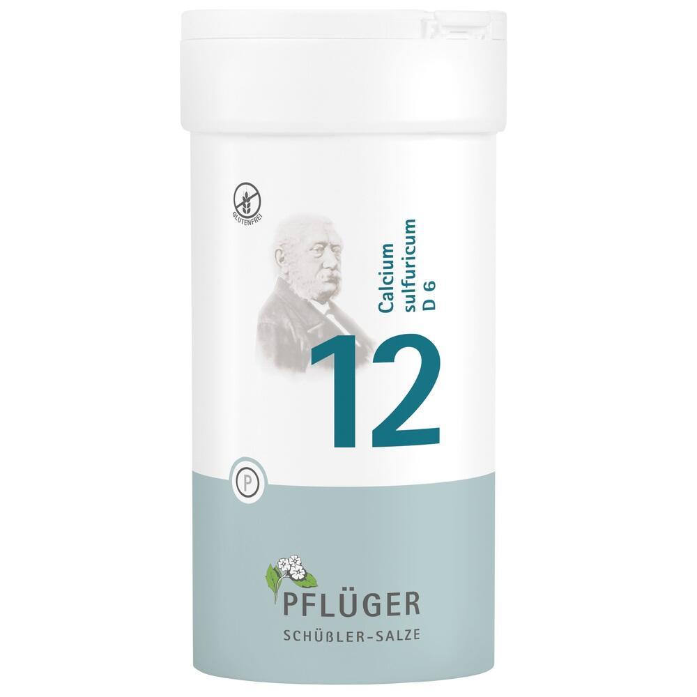 Wei&szlig;er Beh&auml;lter mit der Nummer 12 und dem Schriftzug "Calcium sulfuricum D6".