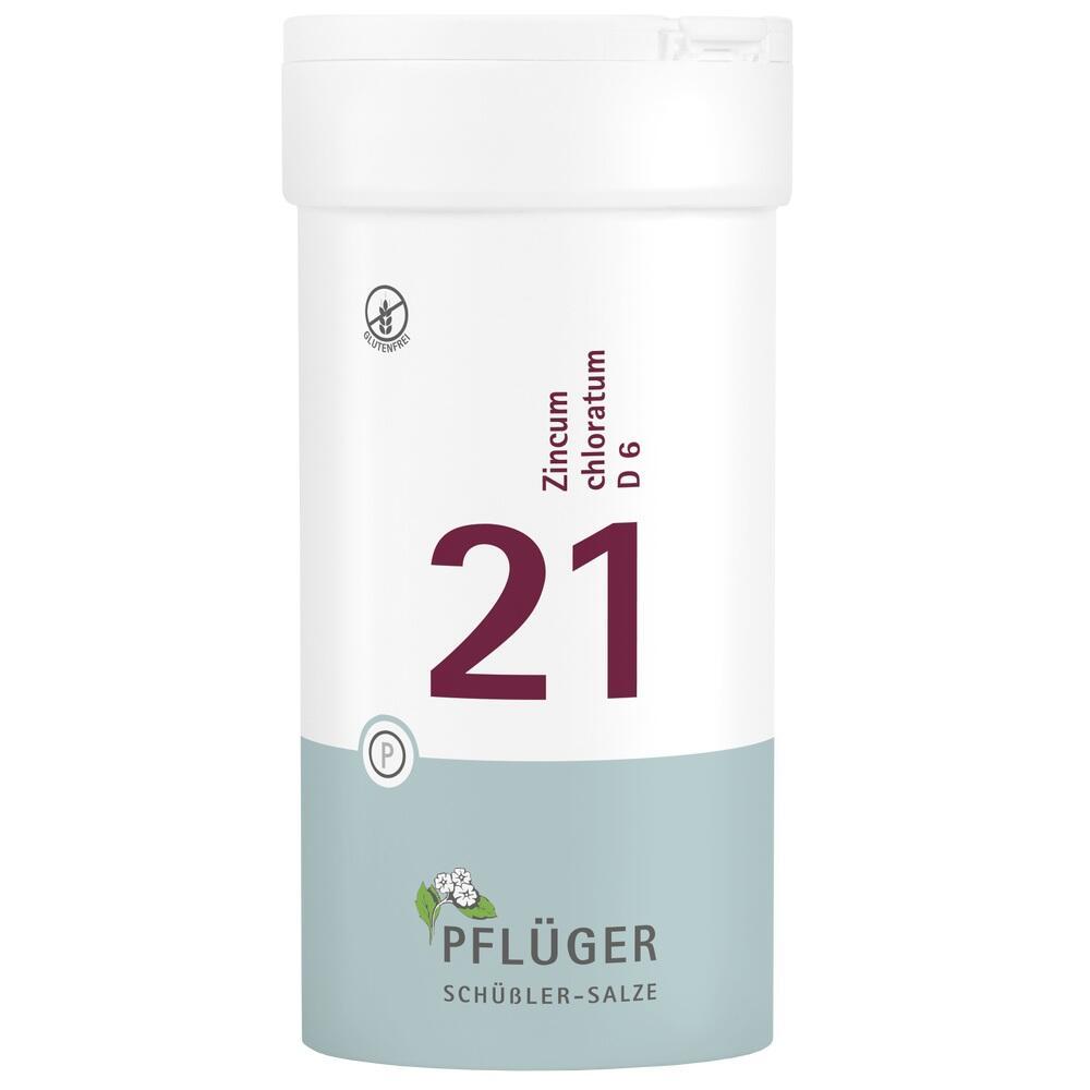 Eine wei&szlig;e Dose mit der Aufschrift "21" und "Zincum chloratum D6".