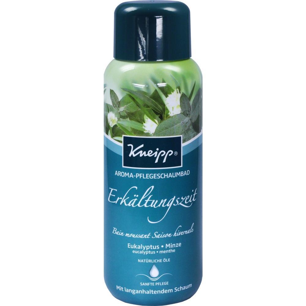 Die Flasche zeigt ein Schaumbad mit Eukalyptus- und Minz&ouml;l f&uuml;r Erk&auml;ltungszeit.
