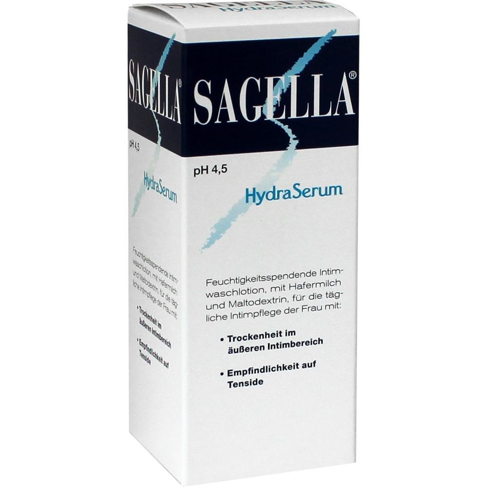 Weiße Verpackung einer Intimwaschlotion mit blauem und schwarzem Text.
