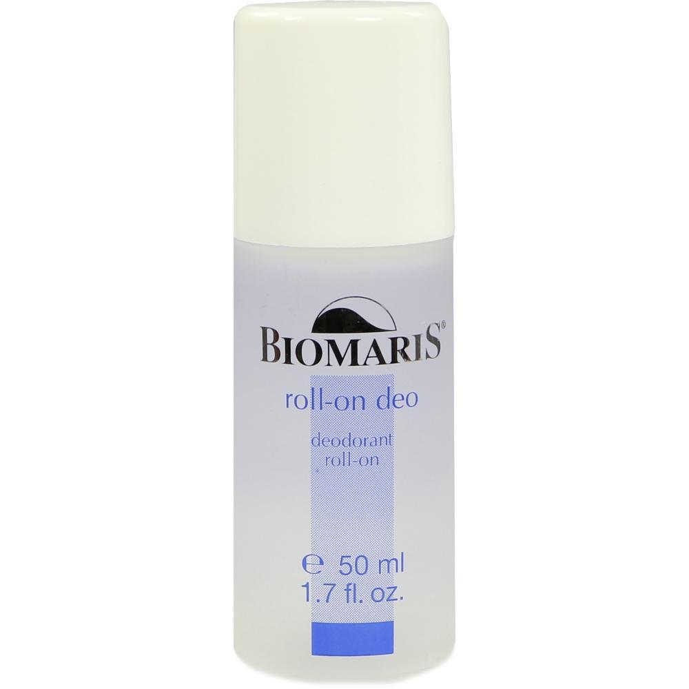 Ein transparentes Roll-on-Deo mit wei&szlig;em Deckel und blauer Schrift.