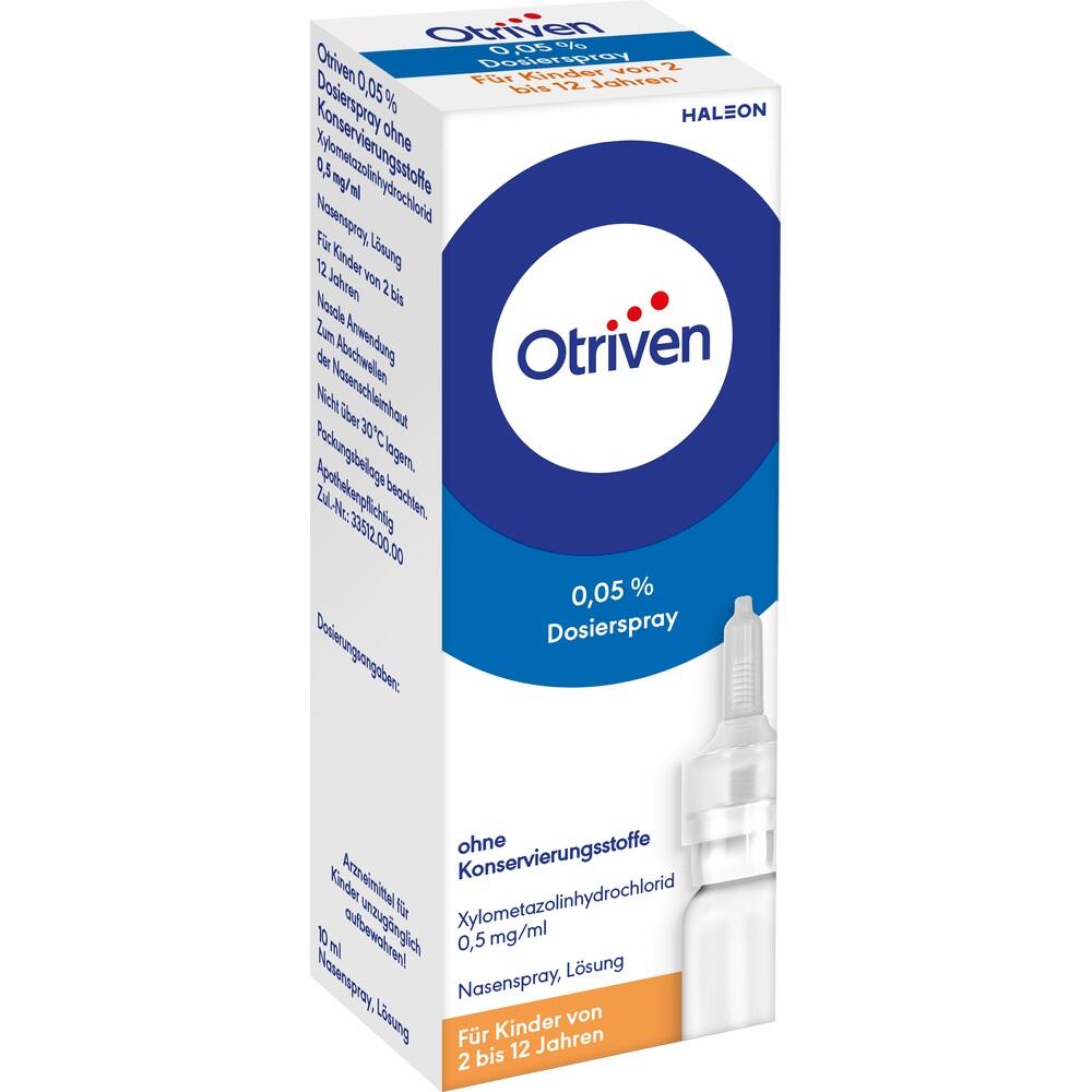 Wei&szlig;e Verpackung von Otriven Nasenspray f&uuml;r Kinder von 2 bis 12 Jahren.