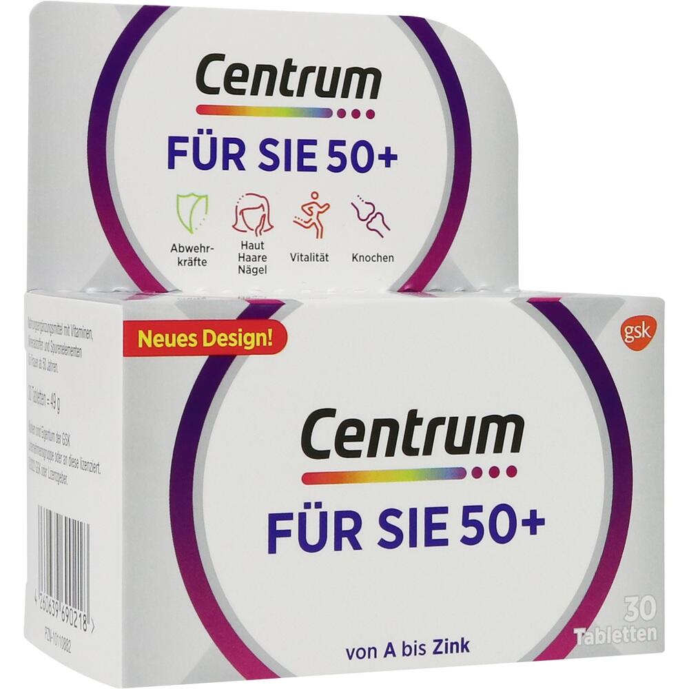 Verpackung von Vitamintabletten für Menschen über 50 Jahre.
