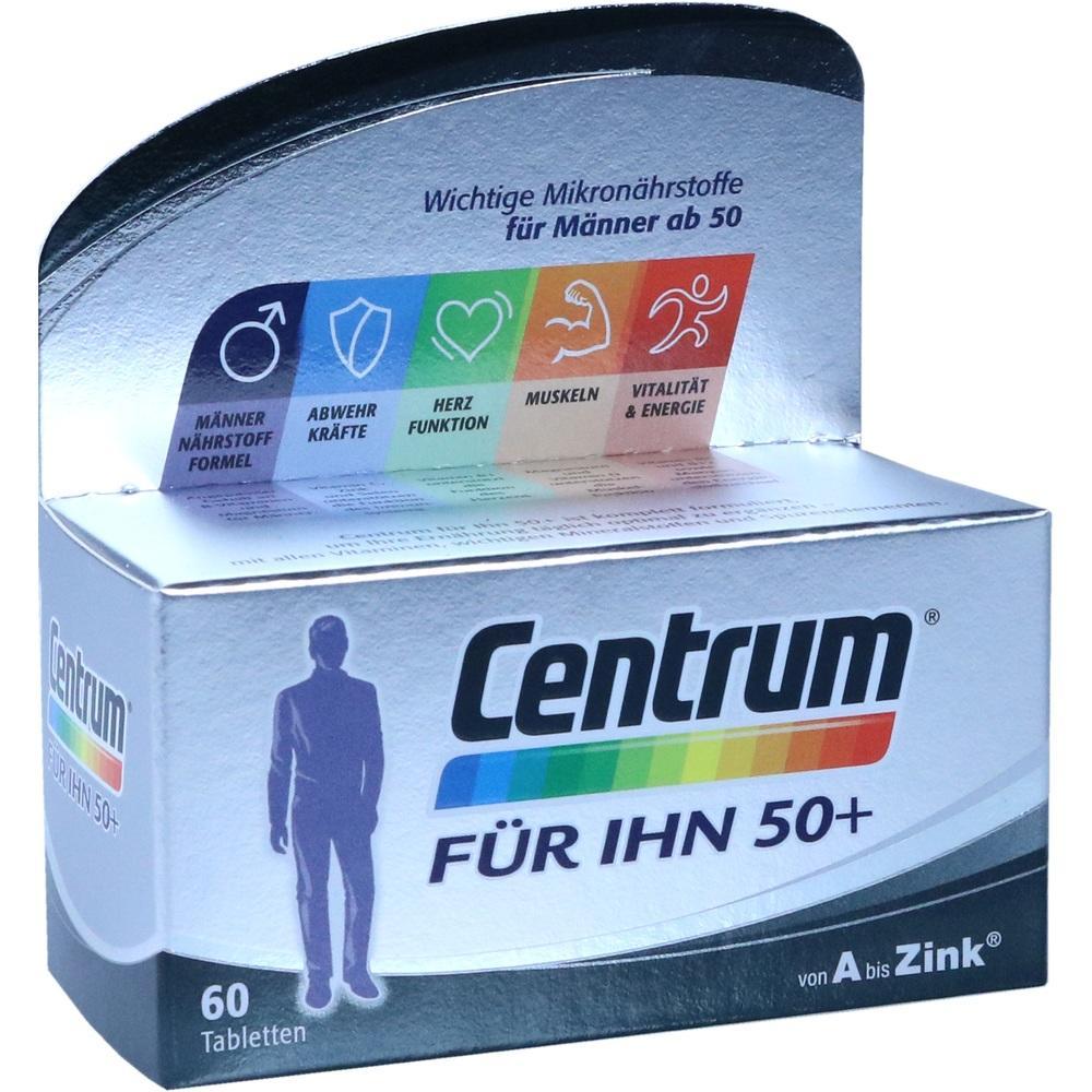 Schachtel mit Vitaminen für Männer ab 50, Marke Centrum.