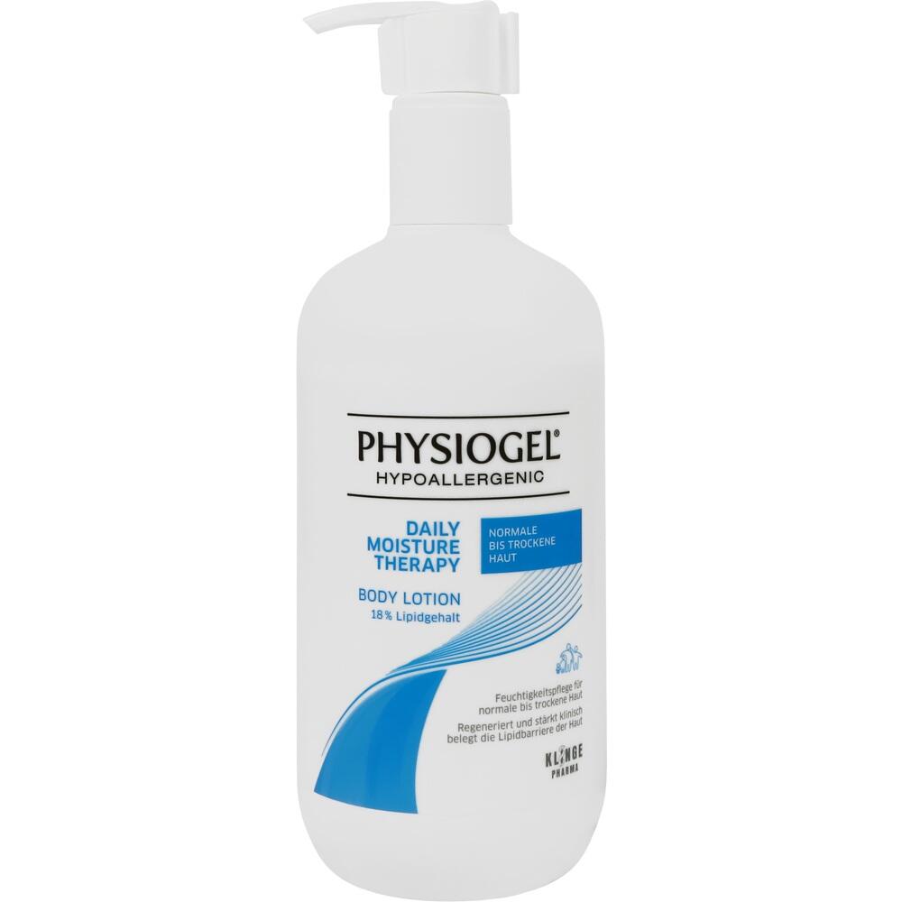 Eine weiße Flasche mit der Aufschrift "Physiogel Bodylotion".