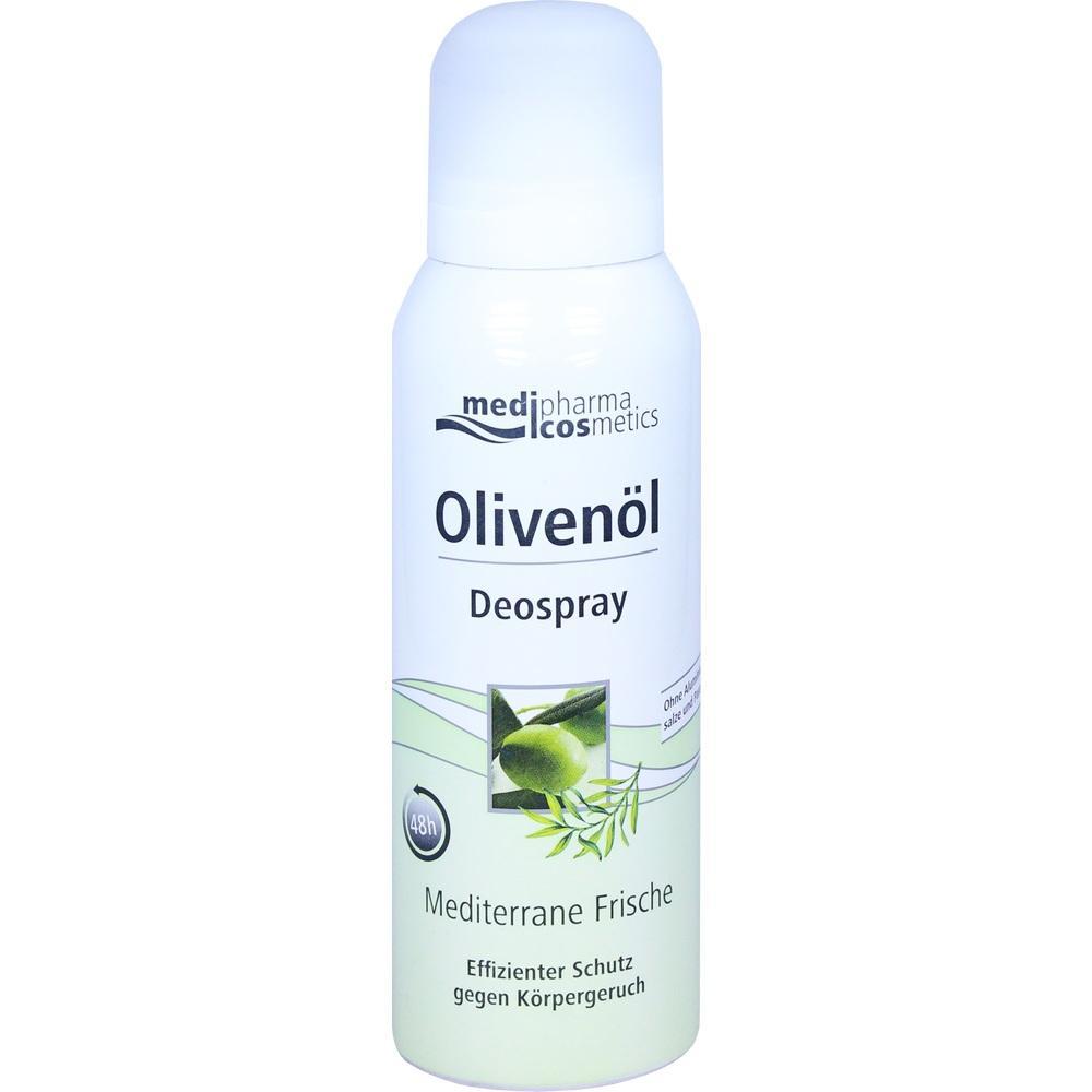 Weiße Spraydose mit der Aufschrift "Olivenöl Deospray".