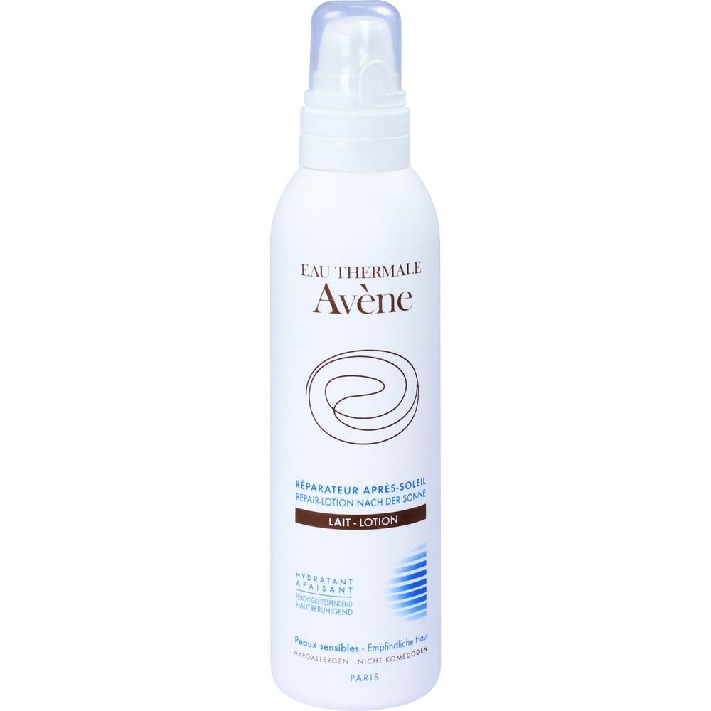 Wei&szlig;e Flasche mit Spr&uuml;hkopf f&uuml;r After-Sun-Pflegelotion von Av&egrave;ne.