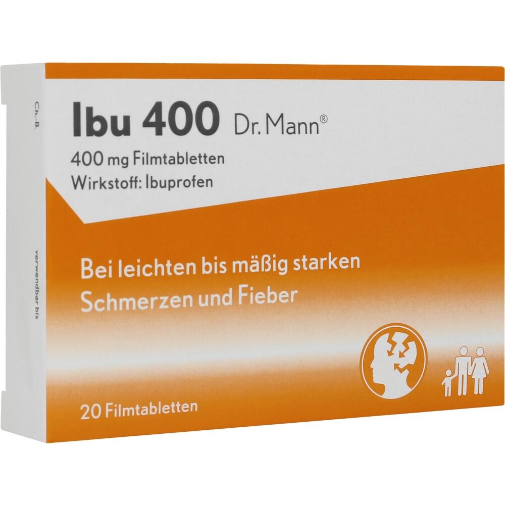 Orange Verpackung von Ibu 400, einem Schmerzmittel mit Ibuprofen.