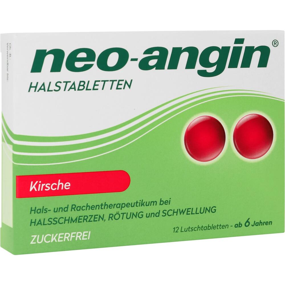 Packung mit zuckerfreien Kirsche-Halstabletten für Kinder ab 6 Jahren.
