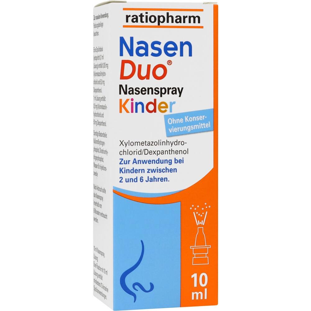 Verpackung von NasenDuo Nasenspray für Kinder zwischen 2 und 6 Jahren.