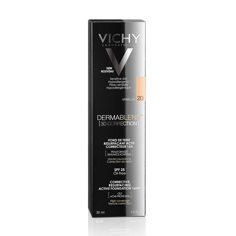 Schwarze Verpackung eines hypoallergenen Make-ups von Vichy in der Farbe Vanilla.