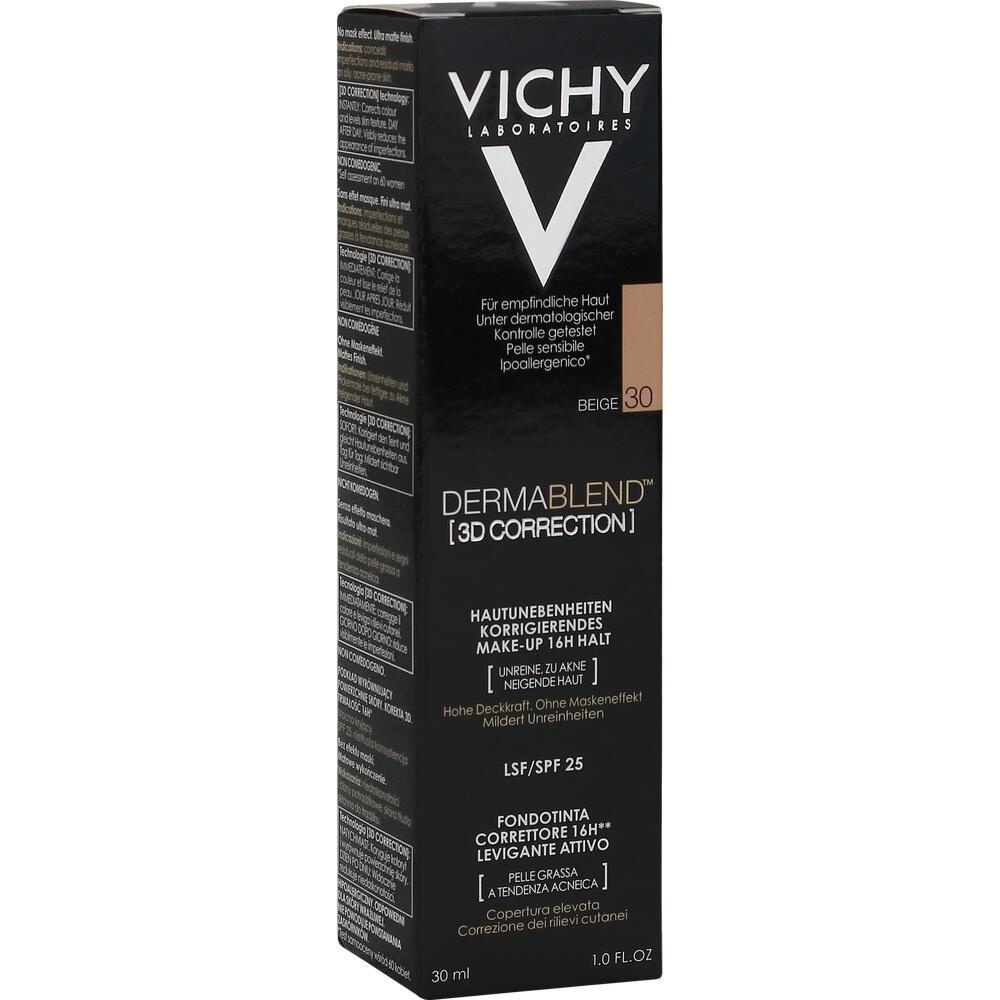 Schwarze Verpackung von Vichy Dermablend Make-up in Beige 30.