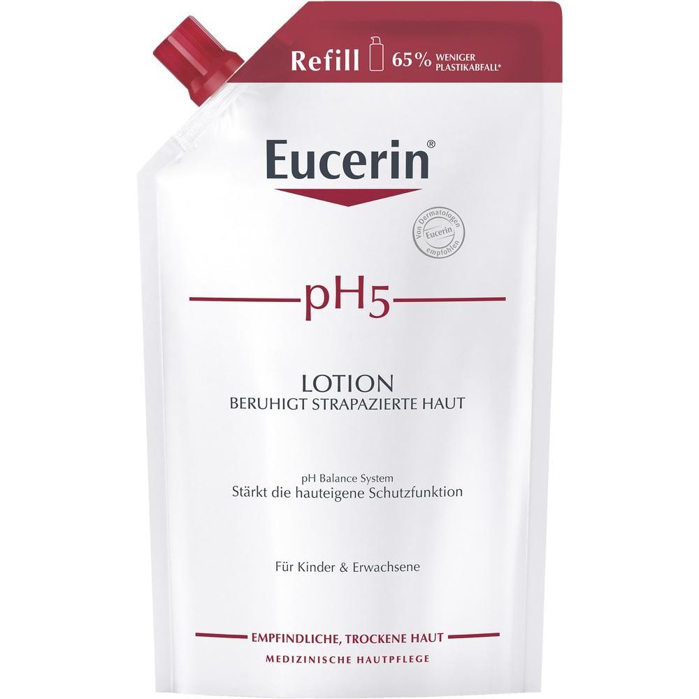Nachf&uuml;llpackung einer pH5-Lotion f&uuml;r empfindliche, trockene Haut von Eucerin.