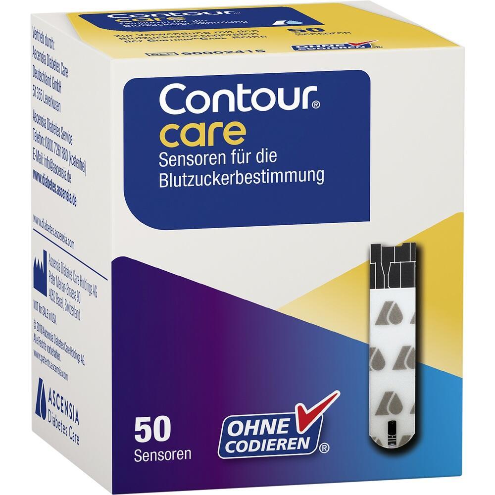 Eine weiße Box mit Blutzuckersensoren von Contour care.