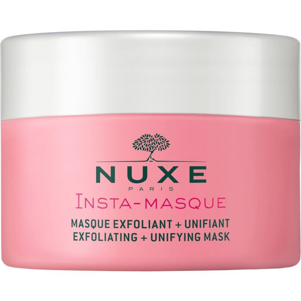 Rosa Behälter einer Gesichtsmaske mit der Aufschrift "Nuxe Insta-Masque".