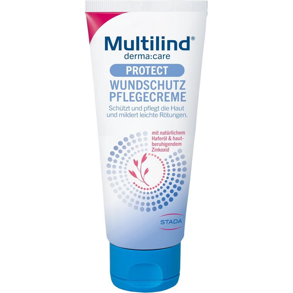 Eine Tube Wundschutzcreme mit blauer und roter Schrift auf weißem Hintergrund.