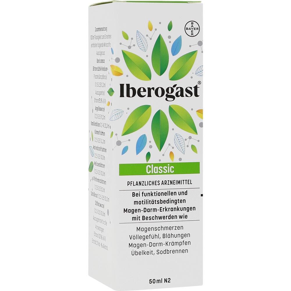 Eine Packung von Iberogast Classic, einem pflanzlichen Magen-Darm-Arzneimittel.