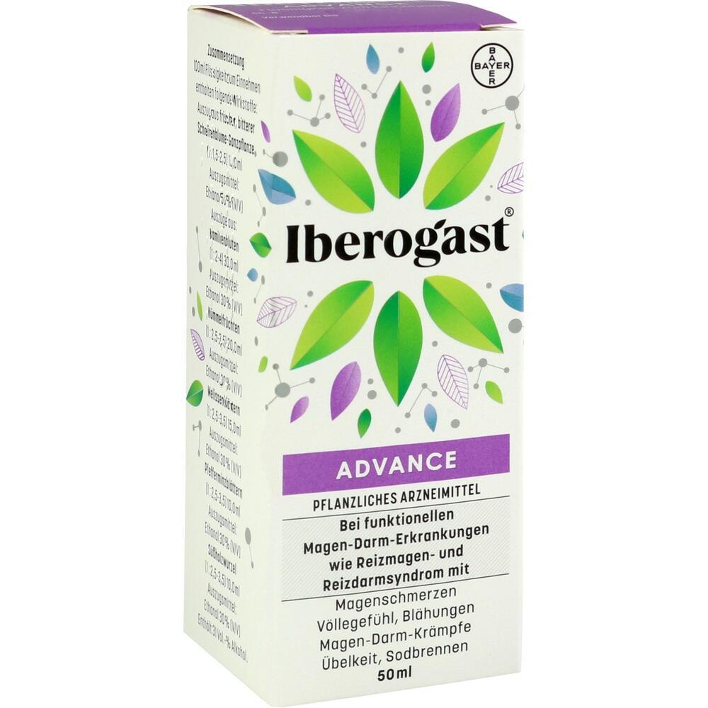 Die Packung zeigt ein pflanzliches Arzneimittel namens Iberogast Advance.