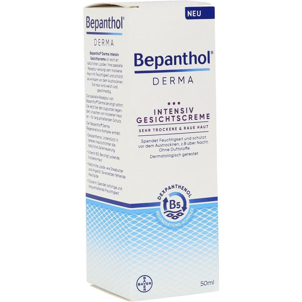 Eine Packung Bepanthol Derma Intensiv Gesichtscreme für trockene Haut.
