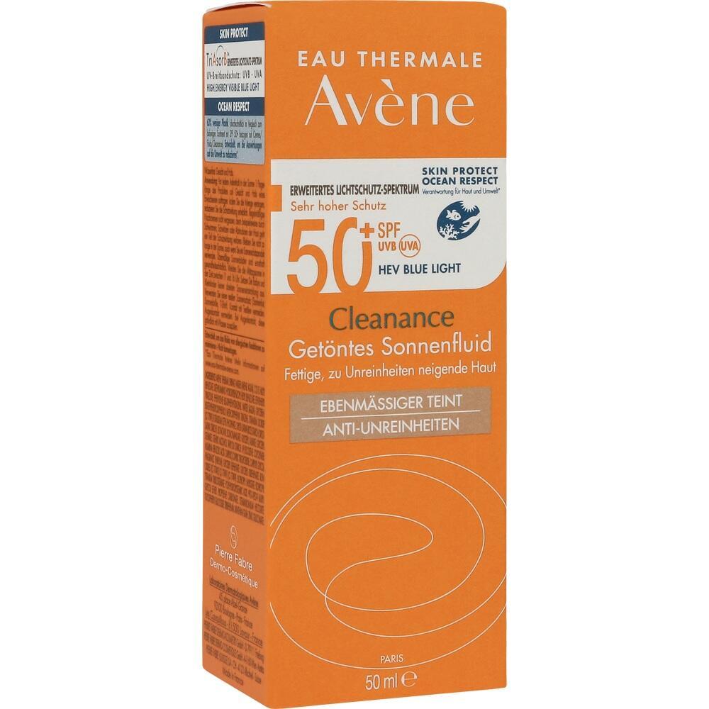 Eine orangefarbene Verpackung von get&ouml;ntem Sonnenfluid mit LSF 50+.