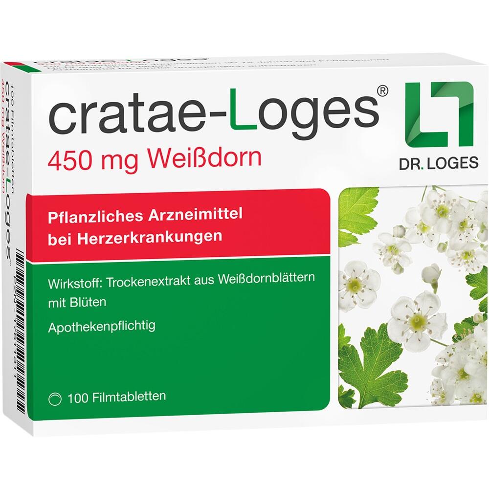 Packung eines pflanzlichen Arzneimittels mit Weißdorn für Herzkrankheiten.
