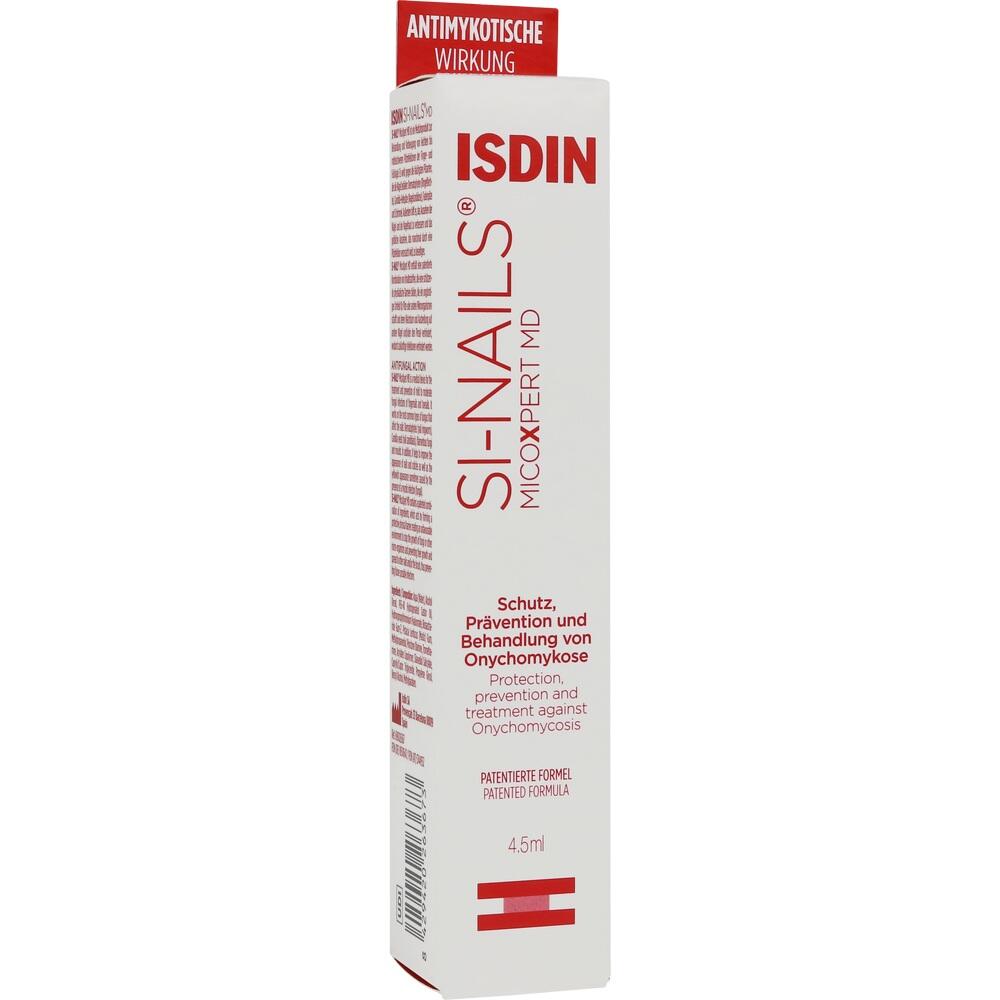 Eine weiße Medikamenten-Box mit rotem Text für Nagelbehandlung.
