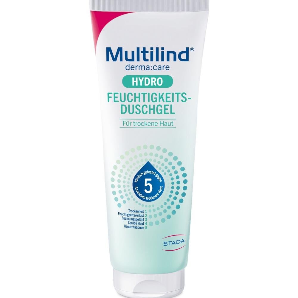 Eine Tube mit Feuchtigkeitsduschgel für trockene Haut.
