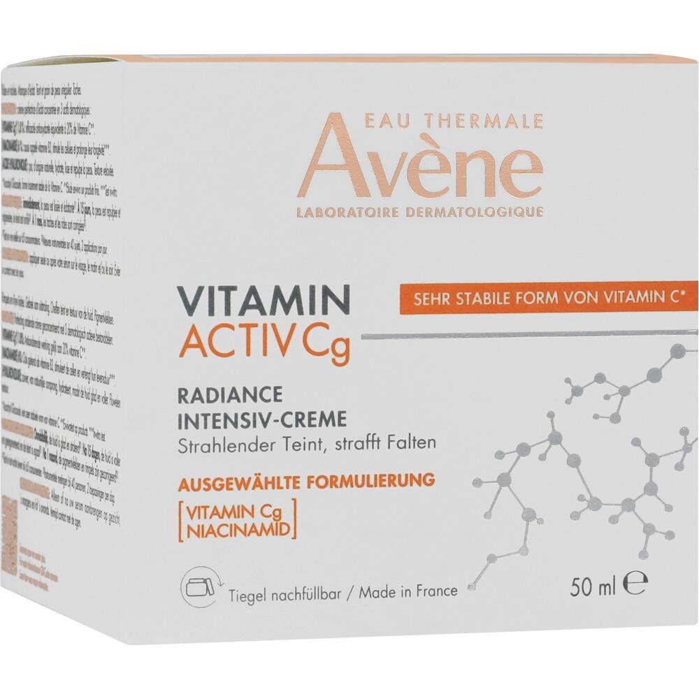 Schachtel einer Av&egrave;ne Vitamin C Creme mit Informationen zur Wirkung und Inhaltsstoffen.