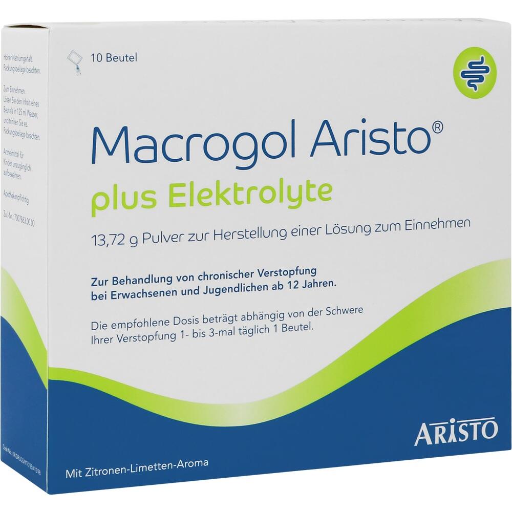 Eine Packung mit Abf&uuml;hrmittel-Pulver und Elektrolyten f&uuml;r Erwachsene und Jugendliche.