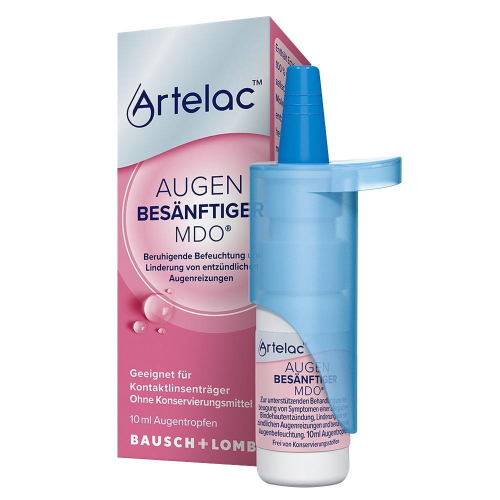 Verpackung von Artelac Augentropfen zur Linderung von Augenreizungen.