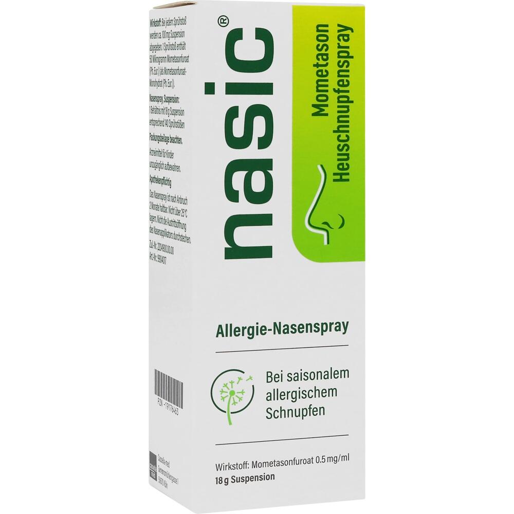 Verpackung von Allergie-Nasenspray gegen Heuschnupfen.
